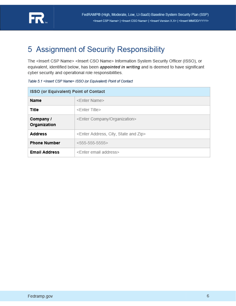 system security plan ISSO page image